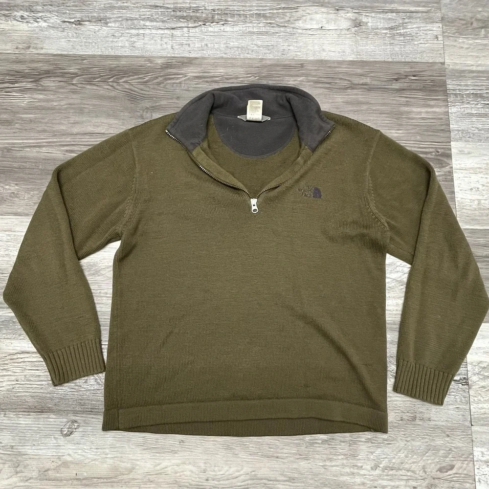 The‎ North Face Sweater Mens L Olive Green A5 Series Quarter Zip Wool Blend Knit